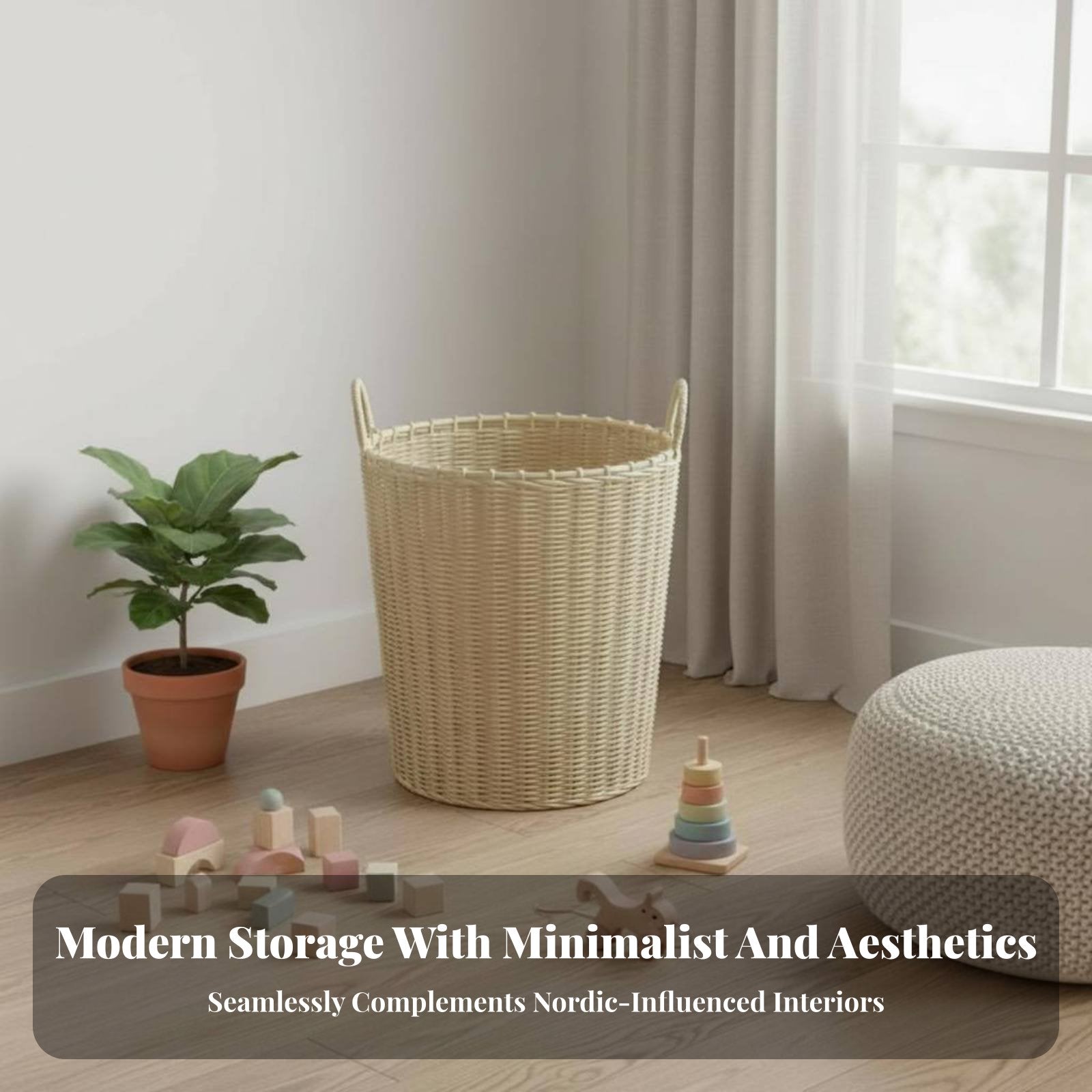 Large Cylindrical container adaptable Toy Container Decorative Neutral Tones