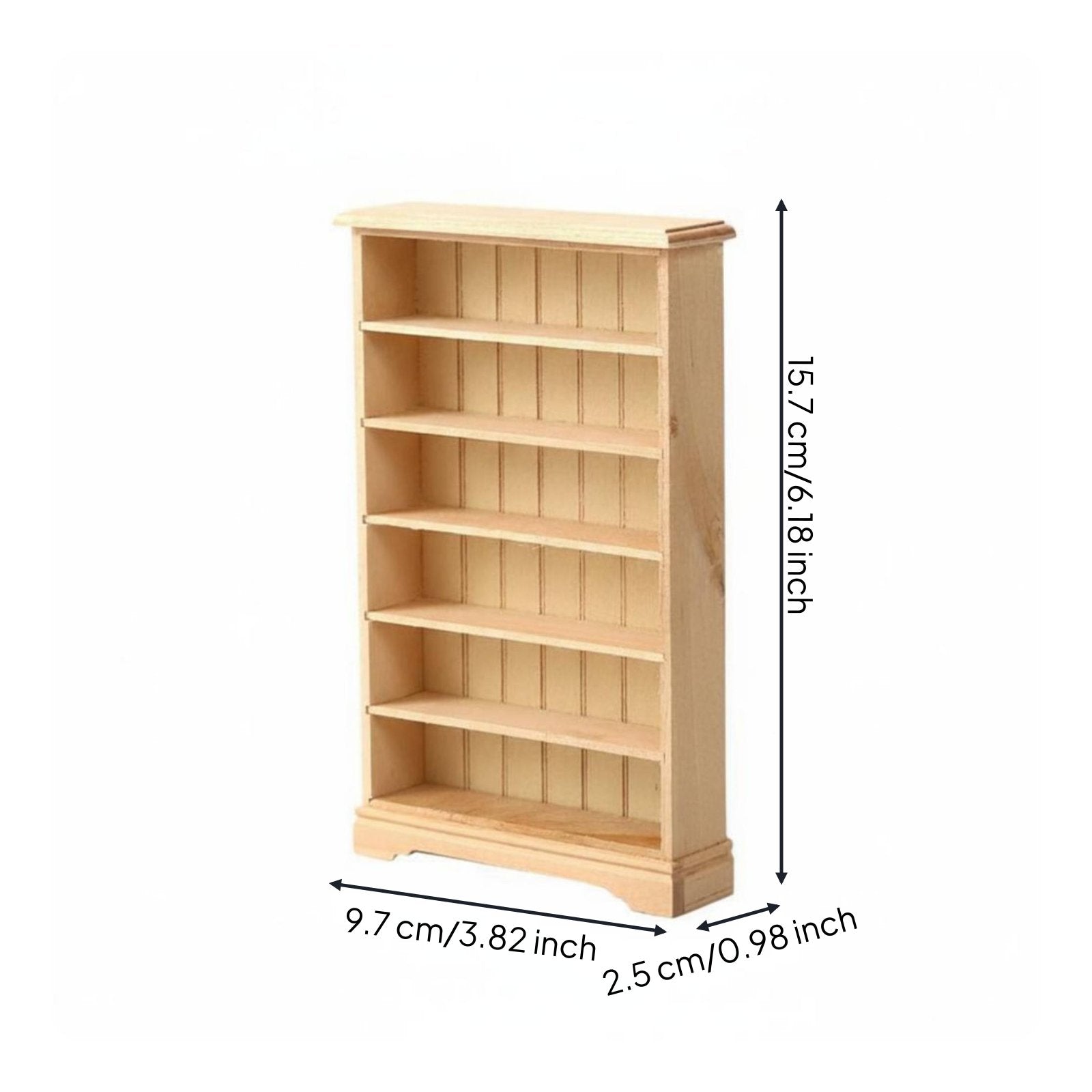 1:12 Scale Wooden Bookshelf Paintable Dollhouse Bookcase wood Material Small Dollhouse Storage Shelf for Model Hobbyists