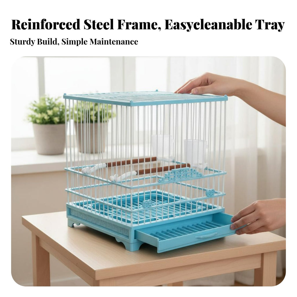 Square Finch housing Narrow Wire Spacing avian Housing reliable-latch for Indoors, Home
