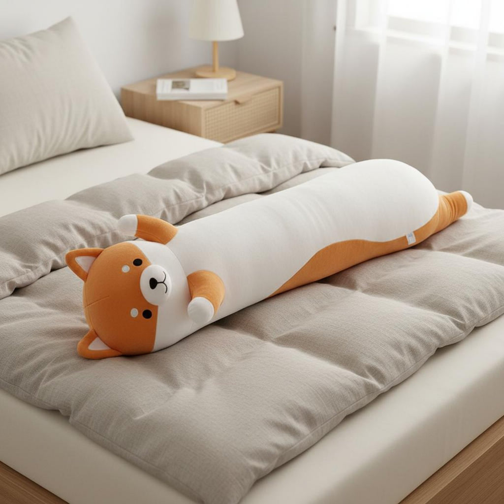 Japanese Dog Breed Cushy Soft and Soft Long Canine Body Pillow Textile Animal Stuffed Toy for Bedroom