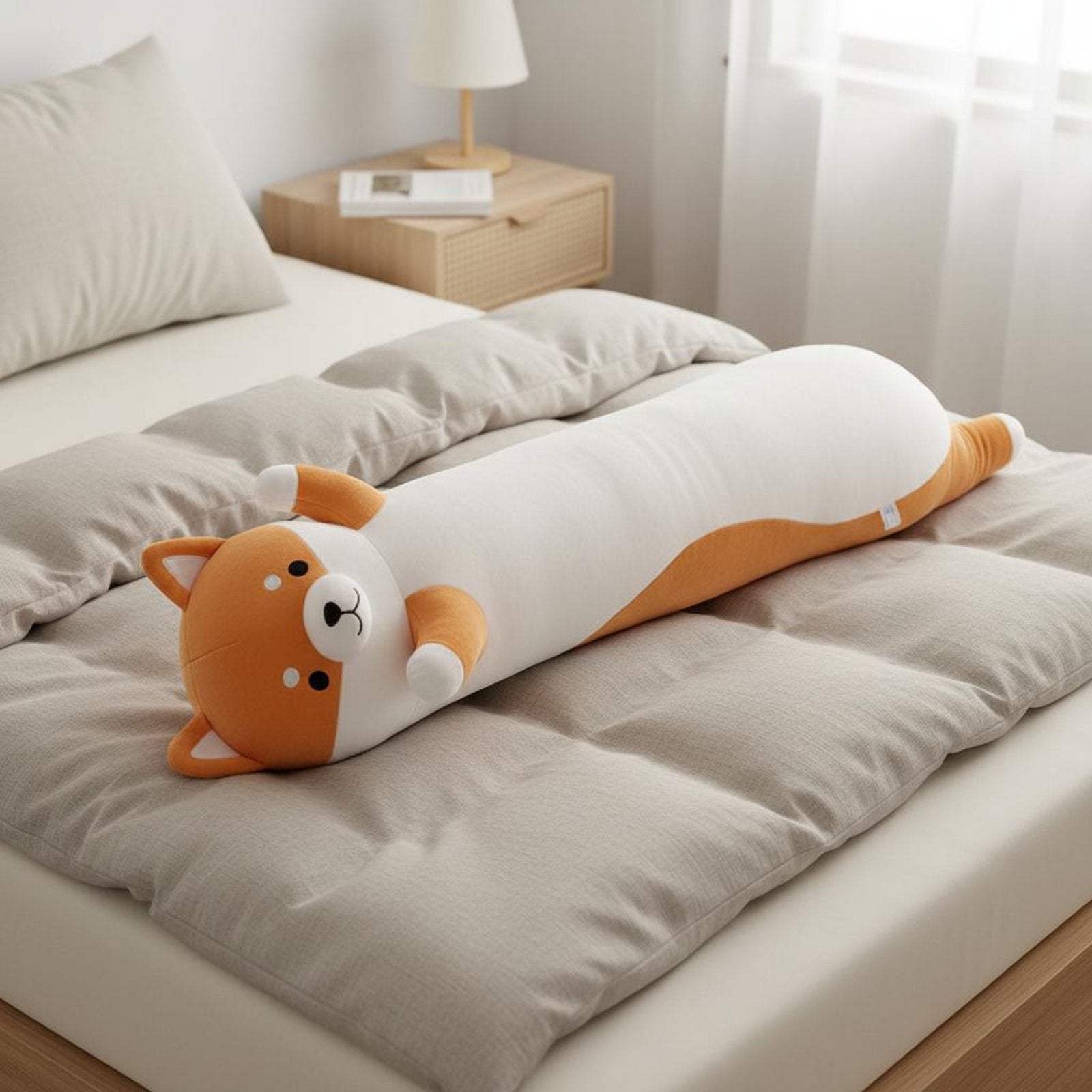 Japanese Dog Breed Cushy Soft and Soft Long Canine Body Pillow Textile Animal Stuffed Toy for Bedroom