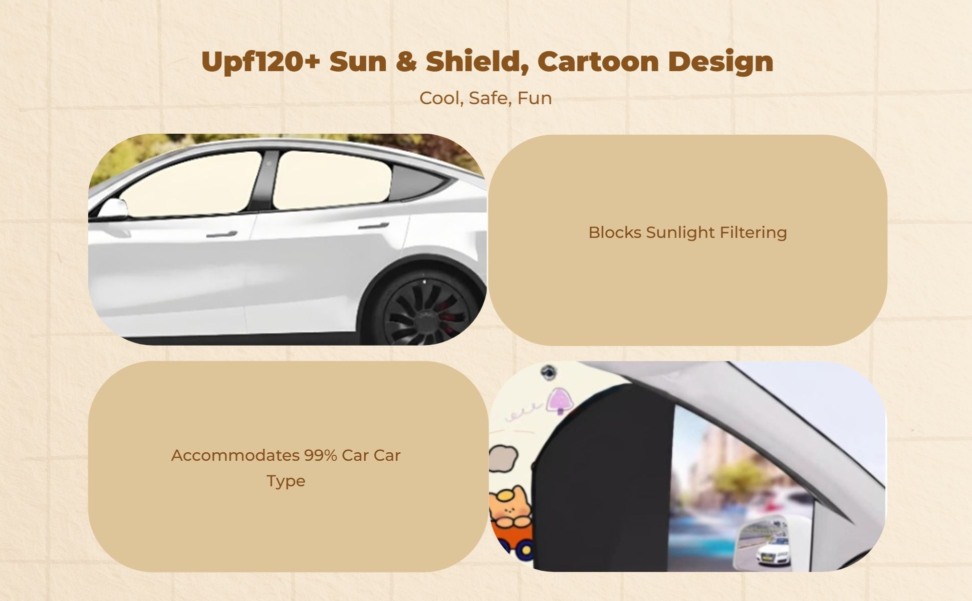 Car Window Shade, Privacy Shade Panel, Sunlight Protection, Suction Holder Sun Shield, Infant Side Window Shield