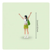 Cheering Girl Figure Photography Props Sand Table Doll Ornament for Hobbyists