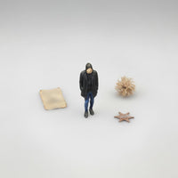 Black Hat Man Statue Realistic Miniature Male Figurine 3D Display for Dollhouse