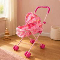 Baby Doll Carriage Iron Pipe Frame Toy Pram Realistic Design for Girls, Kids 3-6