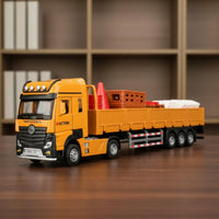 1:32 Scale Flatbed Truck Opening Doors Obstacle Toy Pull-Back Function Alloy Transport Truck Playset for Collectors, Boys, Display