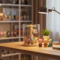 Clear Dustproof Doll Case High Translucency Rotating Keychain Display Stand Large Capacity Collectible Hanger Storage Box for Desktop, Bedroom