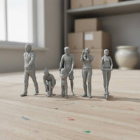 5 Pieces HO Scale People Assorted Poses 1:87 Figurines Painted Resin