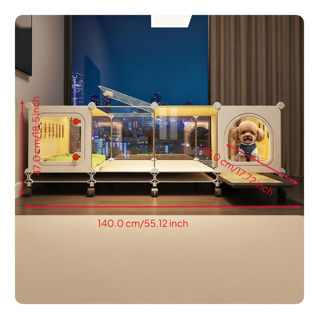 Indoor dog house with toilet