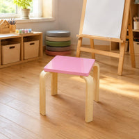 Pink Seat Stool Wood Kids Stool Smoothly Finish Children's Furniture