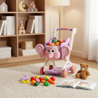 Elephant Shopping Cart Toy Multi-Layer Storage for Playroom, Young Children