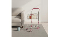 Play Shopping Cart Realistic Design Kids' Metal Supermarket Trolley Easy Assembly Miniature Grocery Cart for Playroom