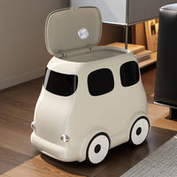 Cartoon Bus Trash Can Dualcompartment Lidded Waste Container Wheel-And