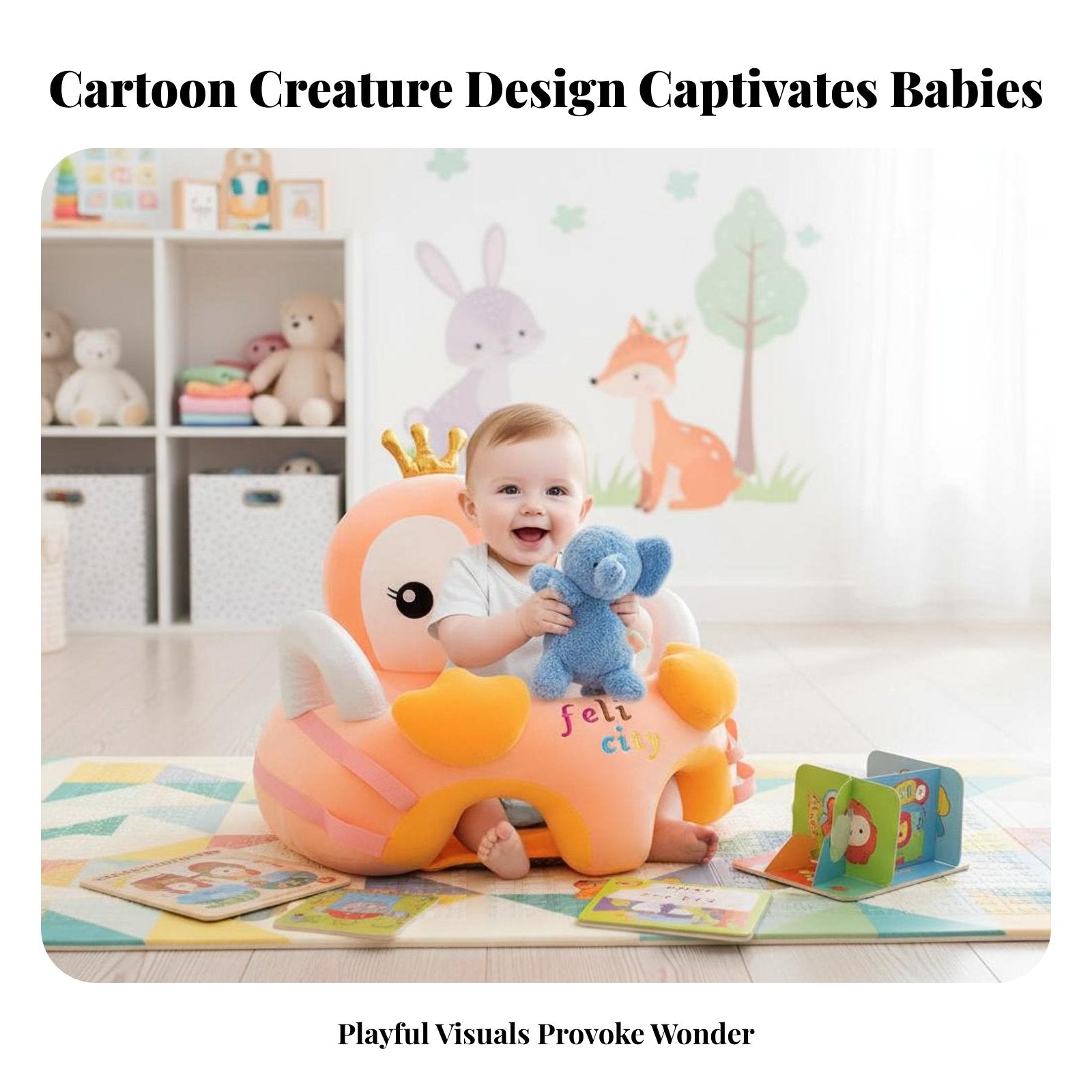 CreatureShaped Sitting Learning Aid Skin-Friendly Baby Floor Seat Non-Slip