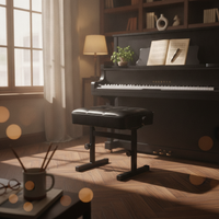Adjustable Piano Bench Musical Furniture Quilted Bridge-Leg