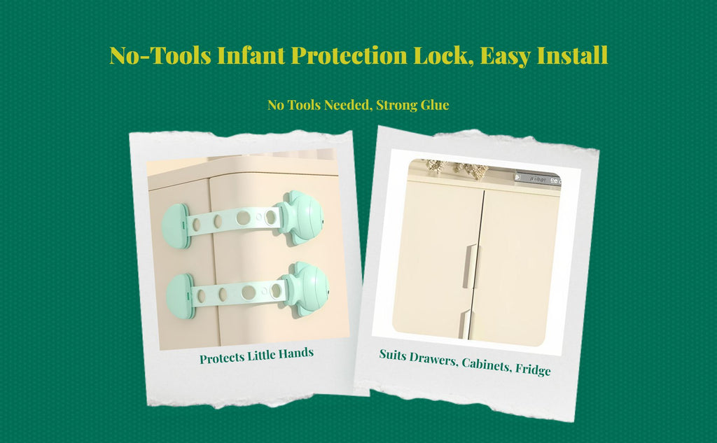 Infant security latch, Infant protected Drawer Lock, Cabinet Lock, Adjustable, No Tools Required, Multi-Purpose, Easy to Install