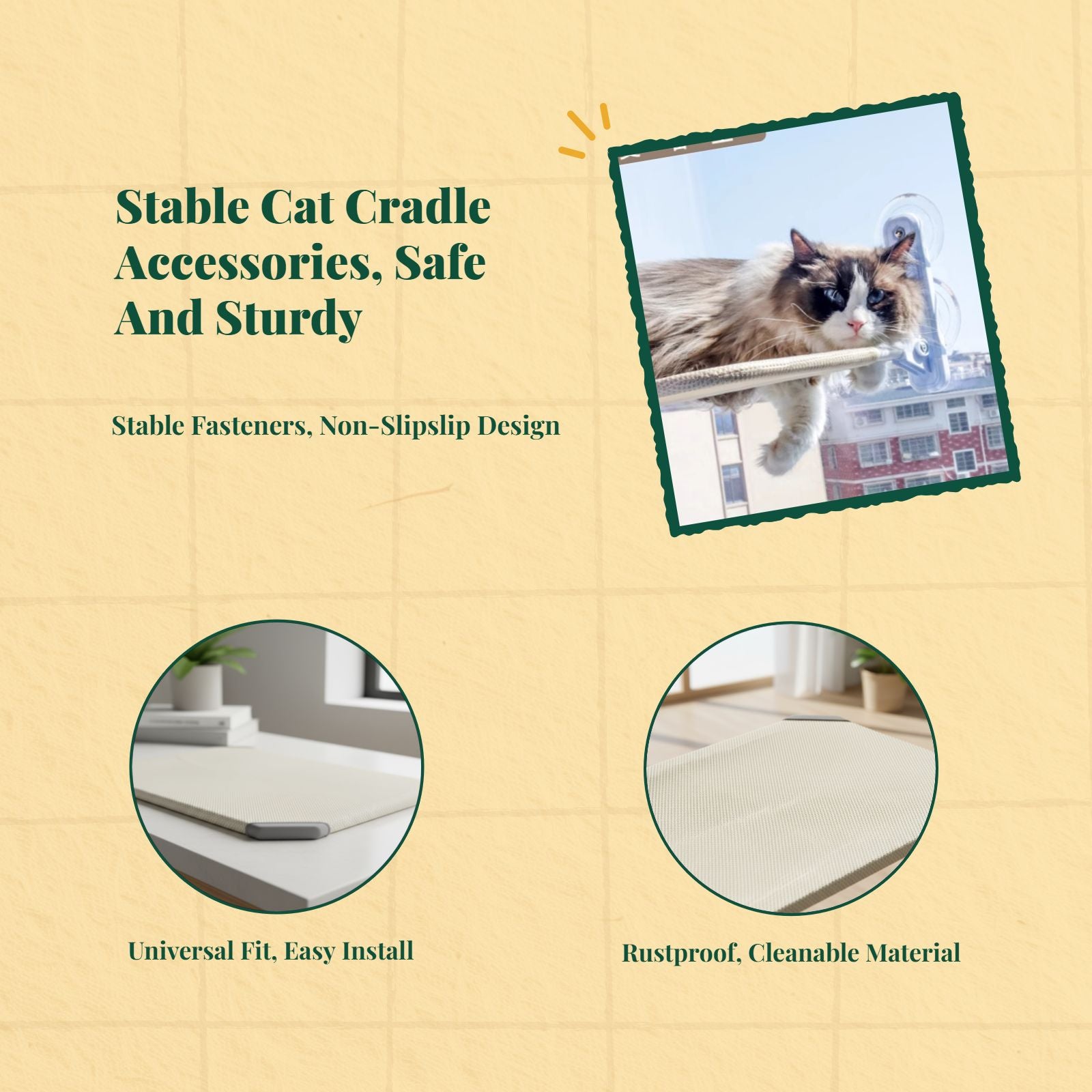 Cat hanging bed Accessories, sturdy Hanging enclosure hanging bed, Soft Plush Replacement Mat for Indoor felines, Adjustable Pet Bed