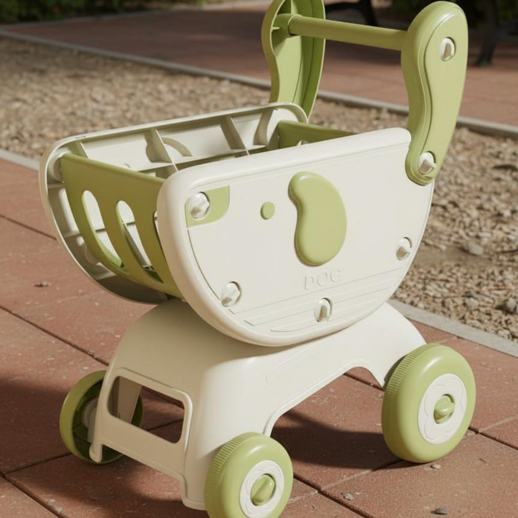Multi-Functional Baby Stroller Shopping Trolley Anti-Tip Over Kids Grocery Trolley Toy Cute Creature Design for Playroom