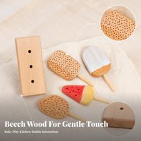 4 Pieces Wooden Flavored Ice Set Fine Motor Skills Flavored Ice Toy Set