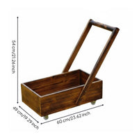 Kids Wooden Push Cart Carbonized Wood Wooden Wagon Cart Outdoor Use for Preschoolers, Kindergarten