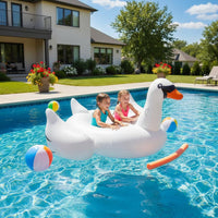 Inflatable Swan Raft Portable Giant Swan Pool Raft Holds Multiple Riders