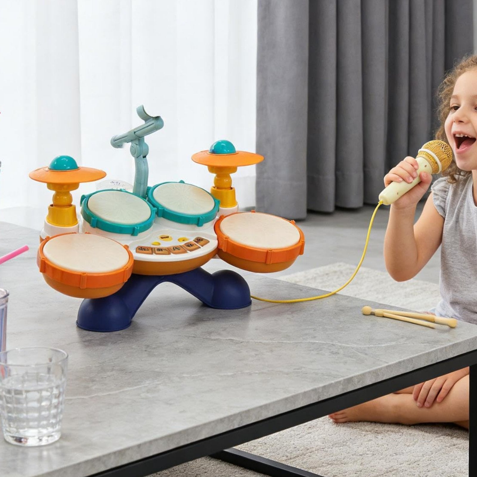 Toddler Drum Set Lights and Music Musical Learning Drum for Toddlers, Babies