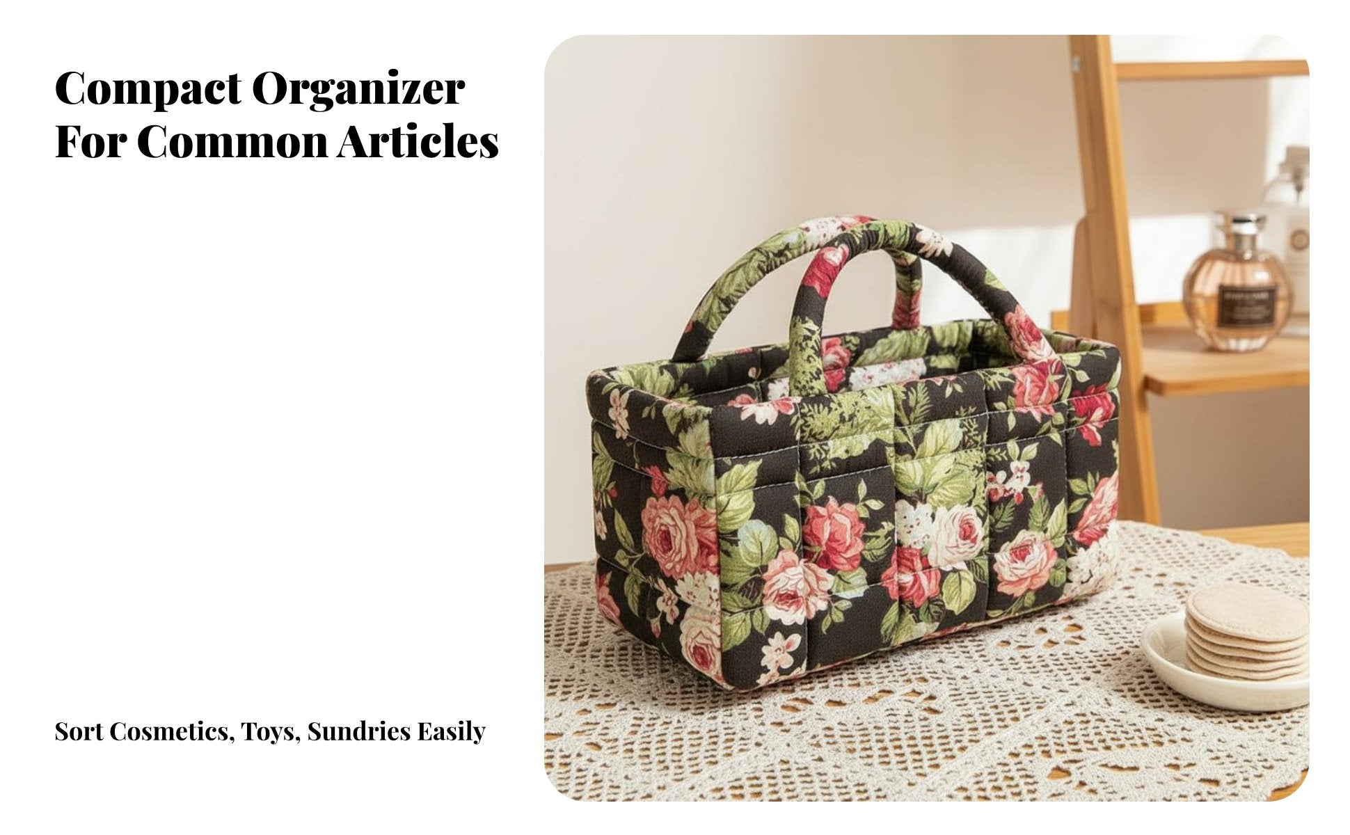 Foldable Organizer Basket Versatile Foldable Storage Bin Portable Small Storage Tote with Handles for Travel, Nursery