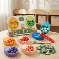 Dinosaur Egg-Shaped Counting Toy Colorful Wooden Counting Toy Color Sorting