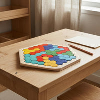 Interlocking Hexagon Puzzle Flat Hexagonal Wooden Puzzle Blister Pack