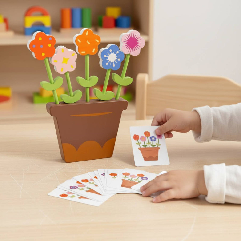Wooden Flower Arrangement Game Hand-Eye Coordination for Preschoolers