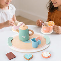 Wooden Tea Set Simulation Design Children's Toy Water-Based Paint for Toddlers