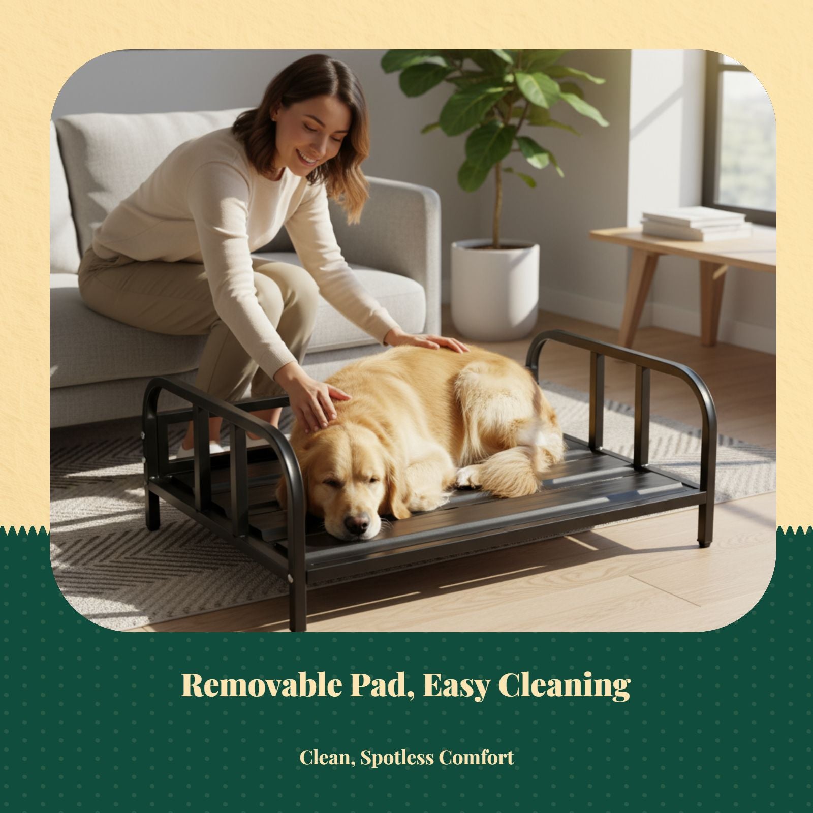 Elevated Dog Bed, Metal Frame, Breathable & Cooling Sofa