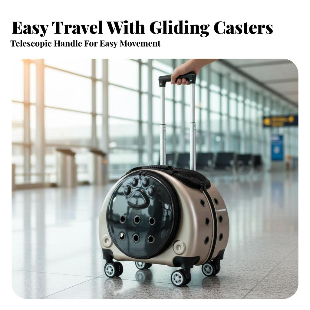 versatile dome opening Pet Trolley Breathable Cat Backpack Telescopic Handle