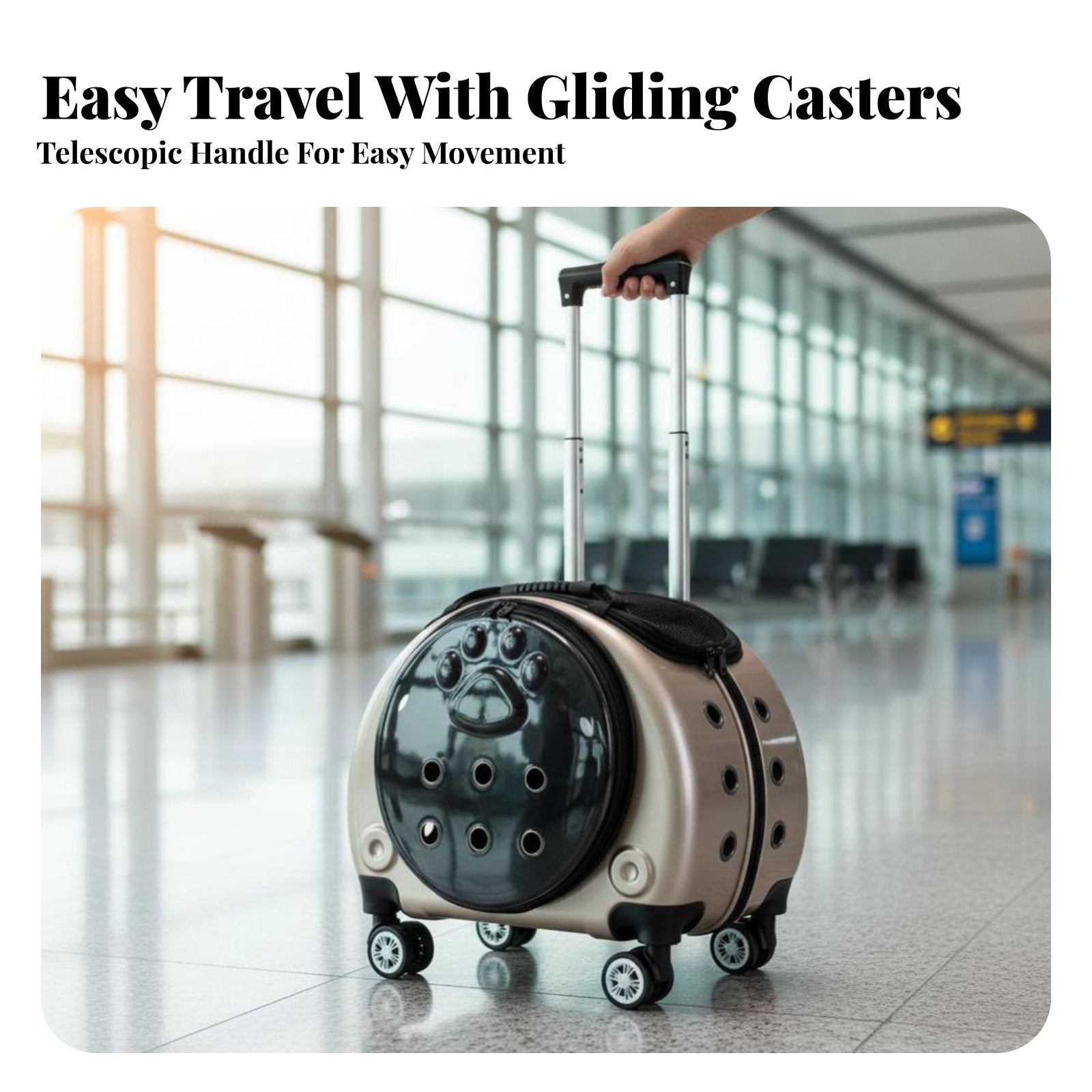 versatile dome opening Pet Trolley Breathable Cat Backpack Telescopic Handle