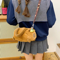 Plush Capybara Crossbody Bag Cute Capybara Plush Bag Furry for Shopping, Travel