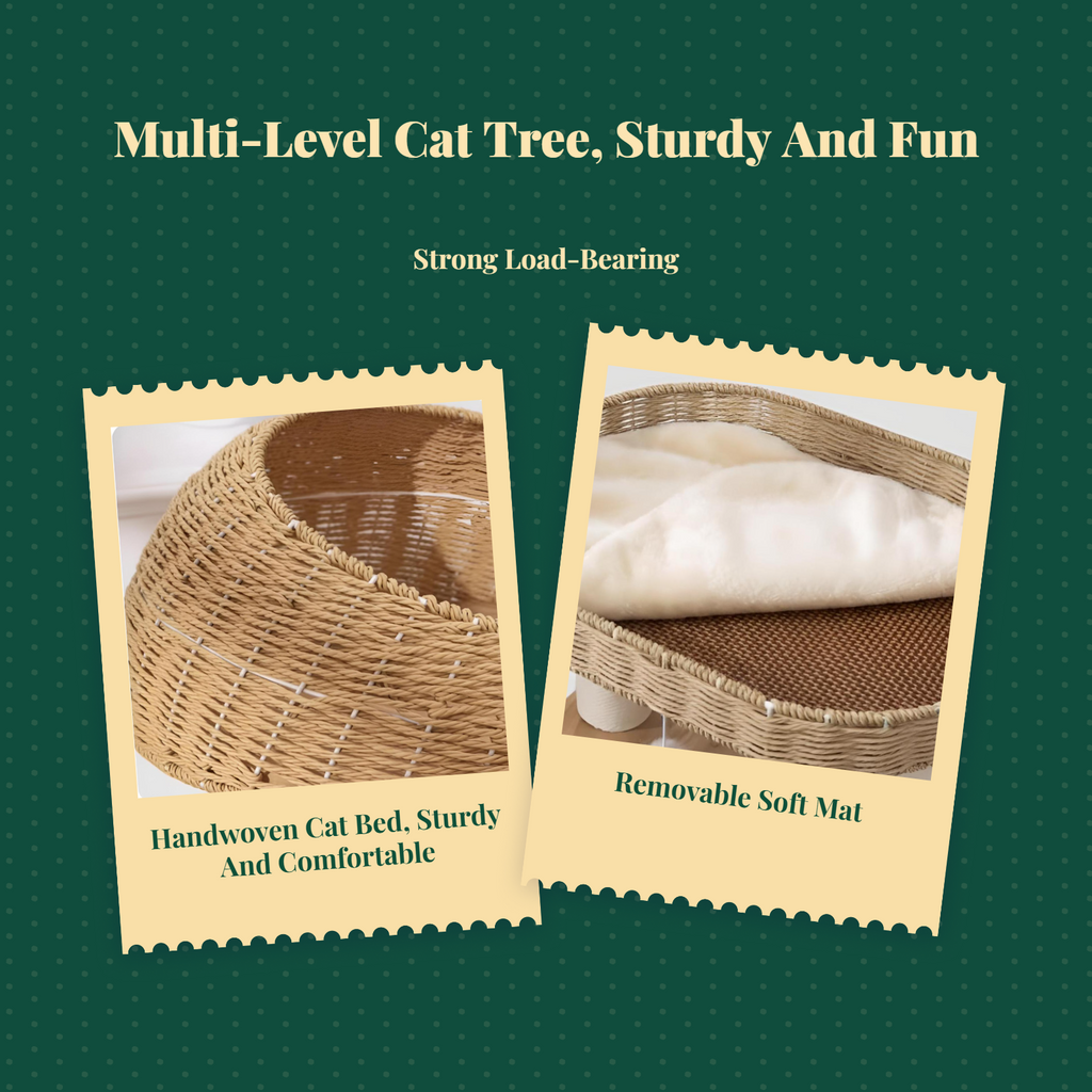 Multi-level compact wood cat tree
