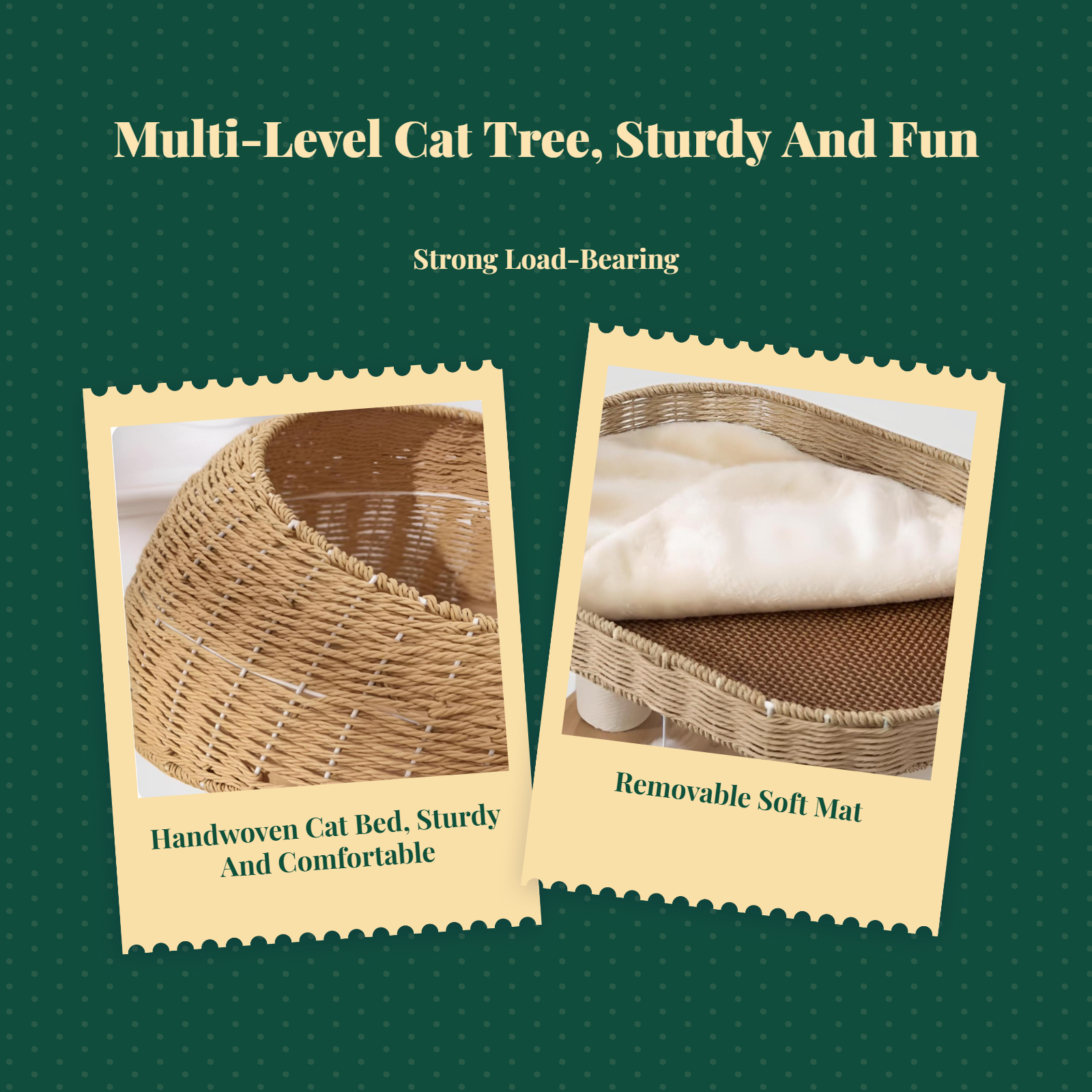 Multi-level compact wood cat tree