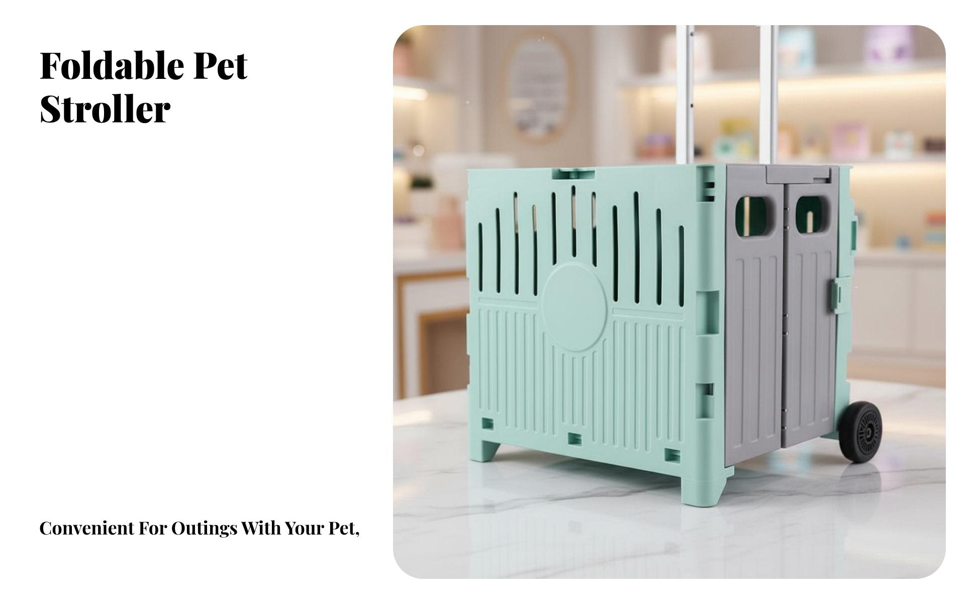 Detachable Pet Stroller Lightweight Wheeled pet compartment 360° pivoting rotating casters