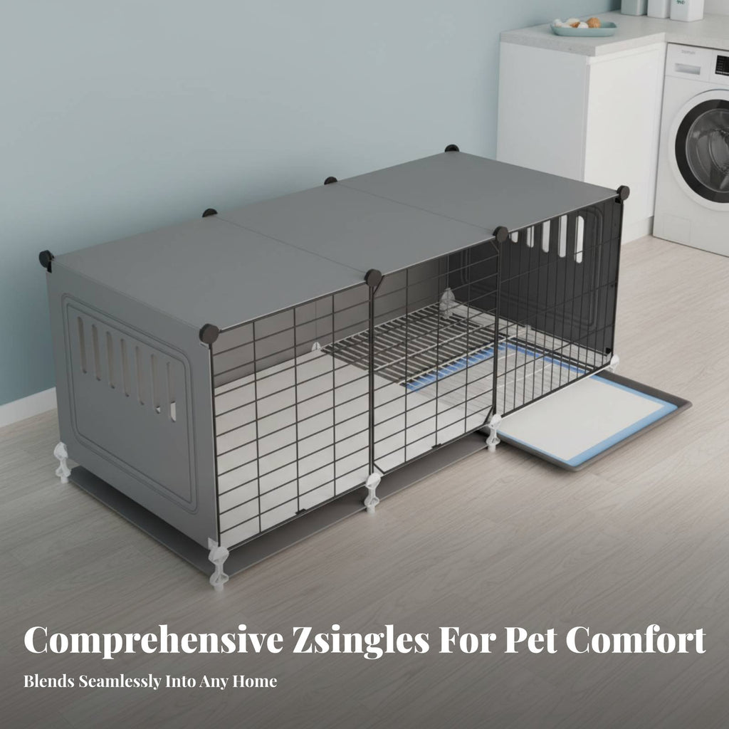 Dog Enclosure with Toilet Z Single D Living Space Pet House with Potty Tray Small Dog Playpen with Divider Easy to Clean Mesh