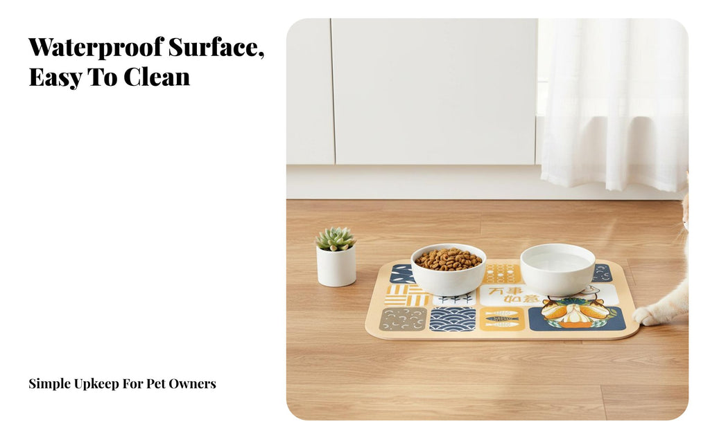 CumulusShaped Bowl mat Non-Sraised border Feeding Mat leak-resistant for Indoor, Kitchen