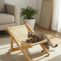 Sisal Feline Scratcher Lounger Foldable Design Wooden Feline Lounger for Indoor