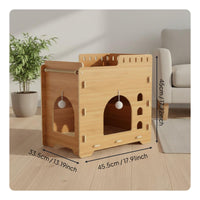 Wooden Cat Treehouse Scratcher Construction 2 Tier Cat House Easy Assembly Pet Furniture for Kittens