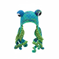 Squid Hat Funny Gift Crochet Tentacle Handmade Mythical Sea Creature for Adults, Skiing