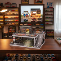 Lighted Car Shop Scene Illuminated 1:64 Model Parking Lot Displayable