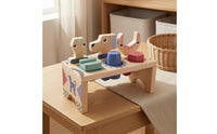 Wooden Pounding Bench Wood Shape Sorting Bench Sturdy Animal Shape Sorter for Young Children