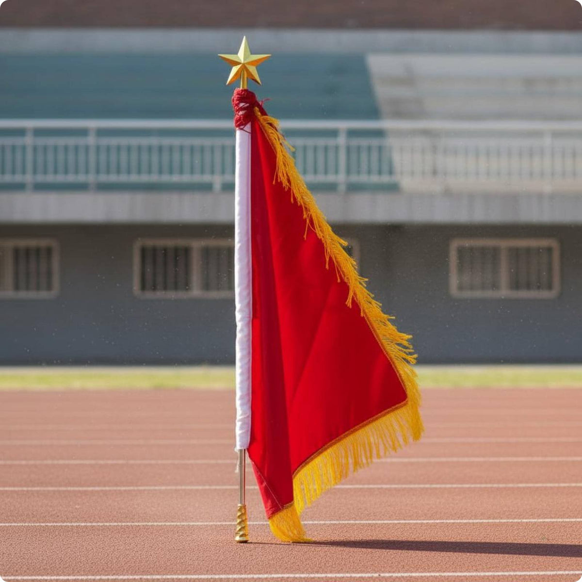 Procession Lead Flag Tassel Trim Marching Banner Golden Star Top for Students