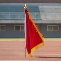Procession Lead Flag Tassel Trim Marching Banner Golden Star Top for Students