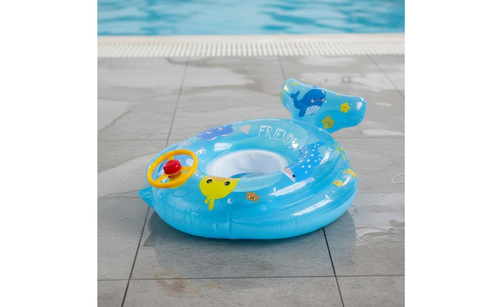 Inflatable Boat with Steering Wheel Squeaky Squeaker Baby Swim Seat Boat