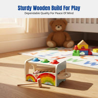Multifunctional Wooden Percussion Toy for Kids, 8-Note Music Bench, Early Learning Sphere Table