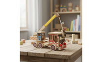 Wooden Crane Truck Decorative Wooden Tow Truck Model Moving Arm for Children
